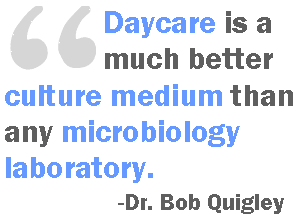 Daycare is a much better medium than any microbiology laboratory - Dr. Bob Quigley